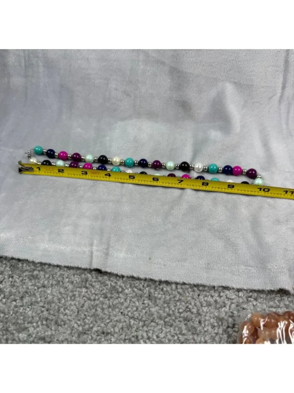 Multicolor Beaded Necklace Glossy Finish & Silver Accents 20 Inches Spring Clasp